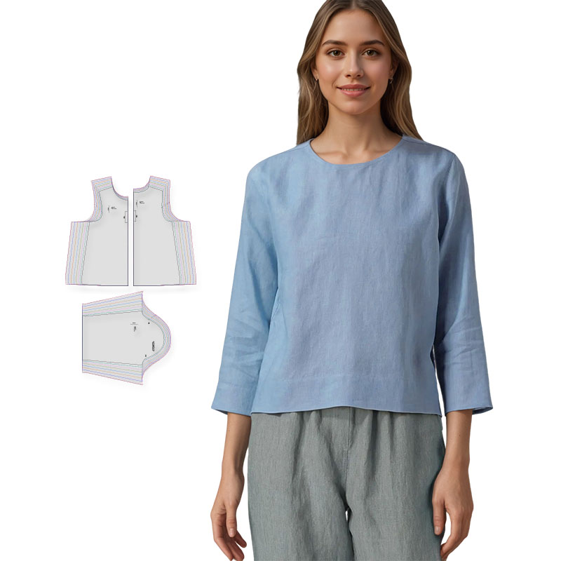 Textile Sewing Patterns - Выкройки для шитья женской льняной блузки